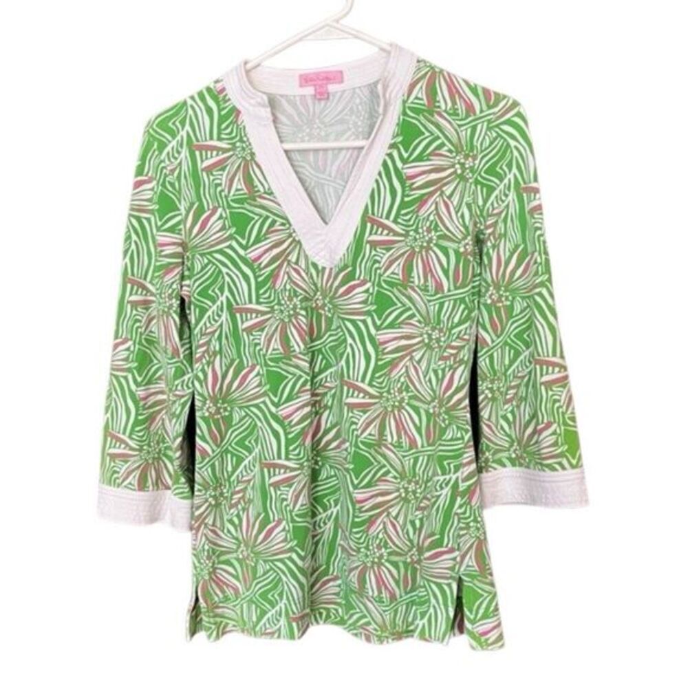 Lilly Pulitzer Renato Tunic Top  Floral Split Neck
